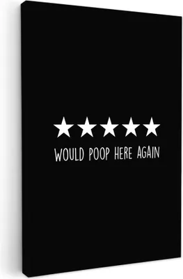 Produktbild von MuchoWow® - Leinwandbilder - Zitate - Würde hier wieder kacken - Humor - Schwarz - Sprichwort, Wandbild, Wanddeko Bilder Wohnzimmer, 80x120 cm