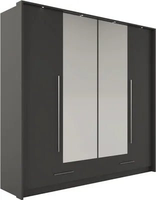 Produktbild von Furniture24 Kleiderschrank Toledo 210 Falltürenschrank Schrank 2 Kleiderstangen 2 Schubladen 6 Einlegeboden Schlafzimmer Graphite 209 / 221 / 67 cm