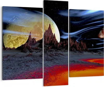 Produktbild von Bild auf Leinwand - Leinwandbild - Planeten Mond Universum - 95x80cm - Wand Bild - Wanddeko - Leinwanddruck - Bilder - Kunstdruck - Wanddekoration - Leinwand bilder - Wandkunst - CB95x80-2346