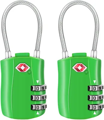 Produktbild von Kofferschloss 3-stellig, 2 Stück, TSA-, grün, für Reisegepäck