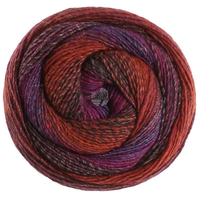 Produktbild von Lana Grossa GOMITOLO GALA 200 g Dochtgarn im Farbverlauf mit Lurex-Effekt 700 m Farbe 4029 - Burgund/Schwarzrot/Rotviolett/Purpur/Blauviolett/Dunkelbl.