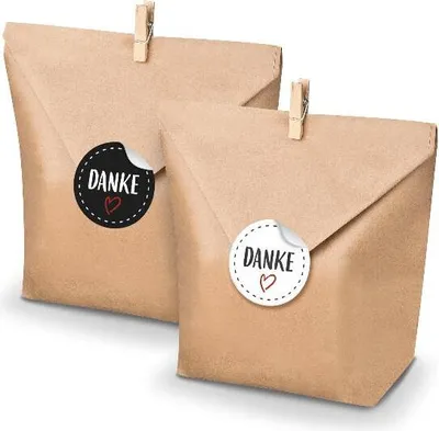 Produktbild von SET DANKE (Motiv22) 24x Geschenktüten + Klammern+ Aufkleber