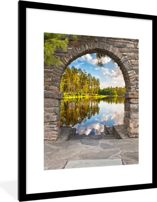Produktbild von MuchoWow® Gerahmtes Poster Landschaft - Ausblick - Wasser 60x80 cm - Poster mit Schwarzem Bilderrahmen Wandposter Rahmen Foto Bilder - Wohnzimmer - Dekorationen - Prämie