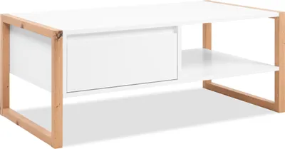 Produktbild von Couchtisch >Denver< in weiß / Nachbildung Artisan Oak - 100x40x55cm (BxHxT)