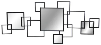 Wandlamp aus Metall und Spiegel, Schwarz, 120x2x53 cm