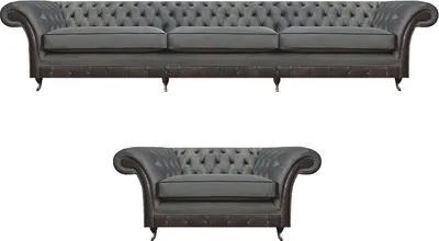 Image de Meubles rembourrés Canapé trois places Gris Fauteuil Salon Chesterfield Garniture