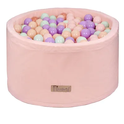 Produktbild von Flumi Bällebad Baby - Bällepool Kinder 90x40cm mit 200 Bällebad Bälle ∅ 7cm in EU hergestellt - lila, minze, Pfirsich