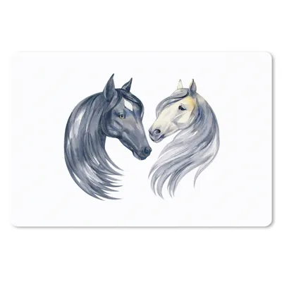 Produktbild von MuchoWow® Schreibtischunterlage Pferde - Aquarell - Mähnen - Mädchen - Kinder - Mädchen 60x40 cm - XXL Mauspad - Großes Mauspad