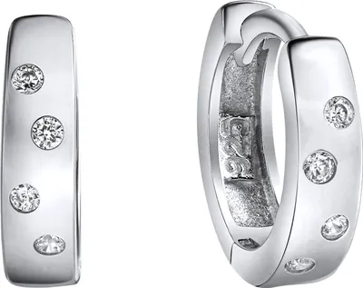 Produktbild von V Klappcreolen 925/- Sterling Silber 1,3cm weiß Zirkonia weiß 025210117