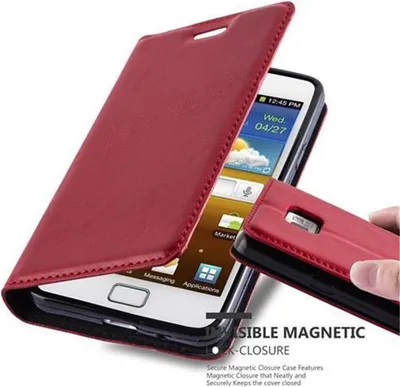 Immagine prodotto di Cadorabo custodia per Samsung Galaxy S2 / S2 PLUS custodia protettiva in rosso custodia per cellulare cover chiusura magnetica