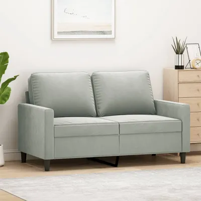 Image de vidaXL Canapé 2 places gris clair 120 cm velours