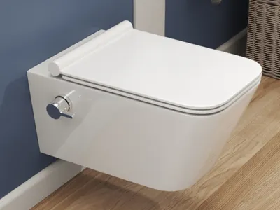 Produktbild von SSWW Taharet WC Inkl. Armatur und abnehmbarer Softclose Sitz Dusch-WC Hänge-WC Toilette mit Bidet-Funktion Hygienisch Keramik Delta Unterspülrand 540 x 360 x 320 mm