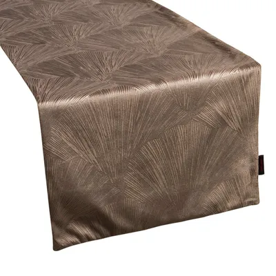 Image de Eurofirany 383864, Rectangulaire, Marron, Polyester, Nappe à rayures, Motifs floraux, 40 x 140 cm