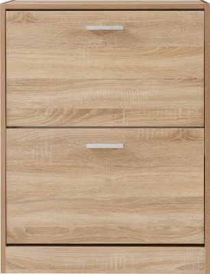 Produktbild von Schuhschrank 'Sykkylven' Schuhkipper mit 2 Klappen 81 x 63 x 24 cm Sonoma-Eiche
