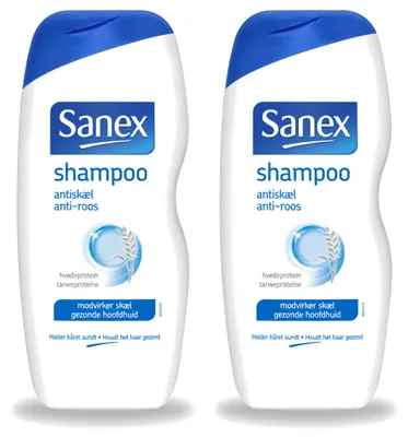 Productafbeelding van 2 x Sanex Anti-roos shampoo - met kamille en tarwe-eiwit - 250 ml - voordeelverpakking - 2 stuks