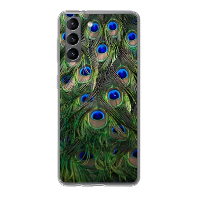 Produktbild von MuchoWow® Handyhülle Schutzhülle Hülle für Samsung Galaxy S21 Nahaufnahme von Pfauenfedern Silikon Softcase Handy Hülle - Softcase