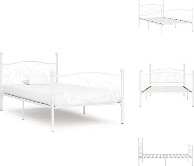 Produktbild von vidaXL Bettgestell mit Lattenrost Weiß Metall 90 x 200 cm -  Betten & Bettgestelle