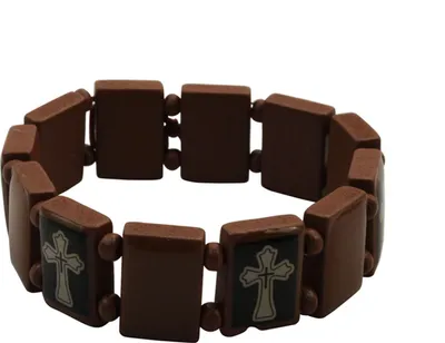 Produktbild von Holzarmband - Kreuz - braun