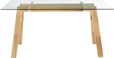 Produktbild von Miliboo - Designer-Esstisch mit transparenter Glasplatte und Holz L160 cm BACCO