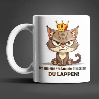 Produktbild von Katze Prinzessin witzige lustige Keramik Kaffeetasse Teetasse Tasse Geschenke