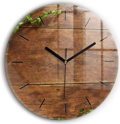 Produktbild von Wallfluent Große Wanduhr – Stilles Quarzuhrwerk - Uhr Dekoration Wohnzimmer Schlafzimmer Küche - Zifferblatt mit Striche - schwarze Zeiger - 60 cm - Rustikales Holz
