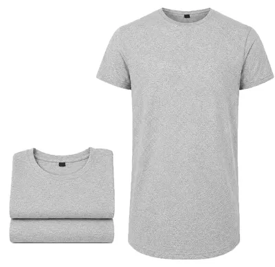 Produktbild von Mivaro Herren 3er Pack Longshirt Grau meliert Größe L aus Baumwollmischung, extra langes T Shirt mit Rundhals, Regular Fit in Überlänge, Größen S bis 5XL