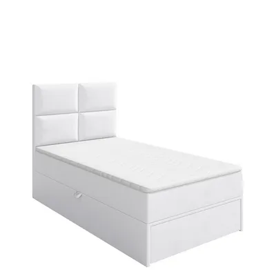 Obrázek produktu pro Jednolůžková boxspringová postel 90x200 LUGAU - bílá , pravé provedení