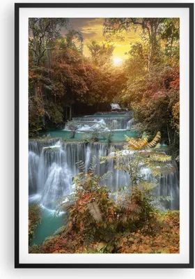 Produktbild von Gerahmtes Poster - Schwarzer Rahmen - Park Wasserfall Wasser - 61x91,5 cm - Wand Bild - Wanddeko - Wandbilder - Kunstposter - Wandposter - Bilderrahmen - Bilder - Kunstdruck - Wandbild P2BPA61x91-3995