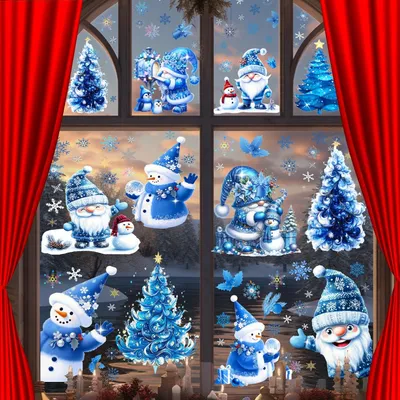 Produktbild von Selbstklebende Fensterbilder für Weihnachten – Wiederverwendbare Fensterdekoration aus PVC