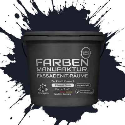 Produktbild von Fassadenfarbe Sockelfarbe Hausfarbe, Profi Silikonharzfarbe abperleffekt – RAL 5004 Schwarzblau – 10 L