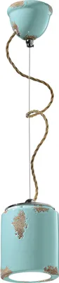 Produktbild von Hängeleuchte Keramik D: 12,5 cm H: max. 114 cm Hellblau Shabby Antik E27 rund Vintage Design Keramiklampe