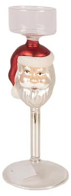 Produktbild von Clayre & Eef Teelichthalter Ø 7x20 cm Transparant Glas Weihnachtsmann