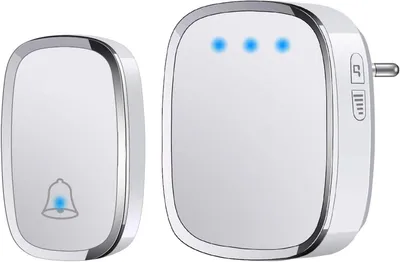 Produktbild von IP44 Türklingel mit 300 m Reichweite, LED-Blitzlicht, 1 Sender/Empfänger, 36 Melodien.