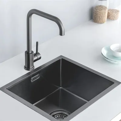 Image de Évier - Noir - 39,5 x 34,5 cm, acier inoxydable durable