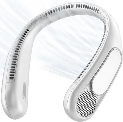 Imagen del producto de Ventilador USB con flujo de aire de 360° - 3 velocidades - Manos libres - Ideal para oficina y viajes - Blanco
