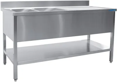 Produktbild von Saro Spültisch mit 2 Becken links 1200x600x850mm Grundboden und Aufkantung