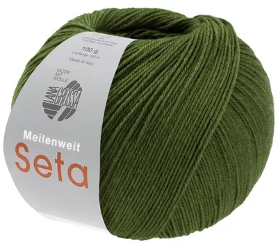 Produktbild von Lana Grossa MEILENWEIT 100 g SETA 4-fach Sockenwolle mit Seide, hochwertiges Garn Farbe 050 - Olivgrün
