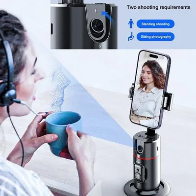 Produktbild von Handheld-Gimbal für Selbstporträts, automatische Gesichtserkennung, abnehmbare Smartphonehalterung, drahtloses Stativ