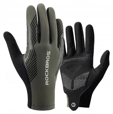 Produktbild von Rockbros Fahrradhandschuhe stoßdämpfend Größe L grün-schwarz