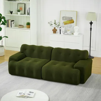 Produktbild von AIORBER Cloud Sofa 2 Sitzer Stoff weich bequem modernes Design ohne Montage breite Armlehnen Wohnzimmer Couch Grün