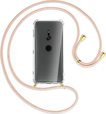 Produktbild von Handykette Backcover-Schutzhülle mit Band (Metall goldfarben) für Sony Xperia XZ2 - rose peach
