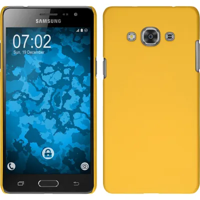 Produktbild von PhoneNatic Case kompatibel mit Samsung Galaxy J3 Pro - Hülle gelb gummiert Hard-case Cover