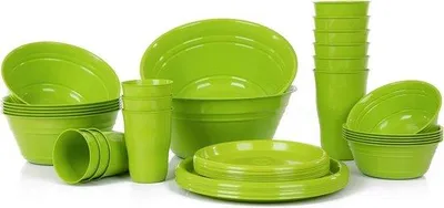 Zdjęcie produktu dla Zestaw plastikowych przekąsek imprezowych – 38 sztuk – zielony