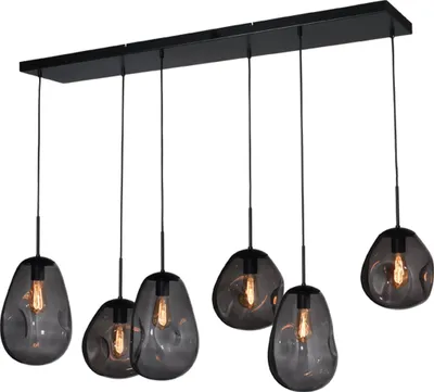 Produktbild von masterlight Pendelleuchte Lava 6-flammig Glas Grau 130x35cm