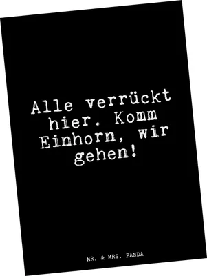 Produktbild von Mr. & Mrs. Panda Postkarte Alle verrückt hier. Komm... - Schwarz - Geschenk, Glitzern, Postkarten, Fotokarte, Sprüche, Grußkarte, witzig, Motivkarte, Spruch
