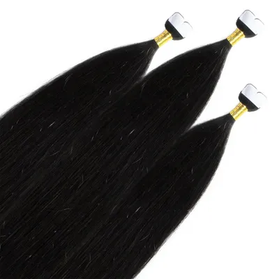 Produktbild von hair2heart Premium Mini Tape Extensions Echthaar - 12 Tapes 50cm 4/0 mittelbraun