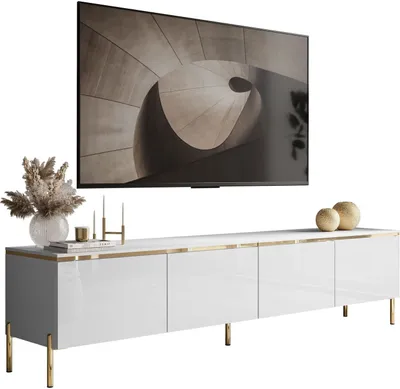 Obrázek produktu pro TV skříňka CELINE GLOSS 200 cm na rovných zlatých nohách