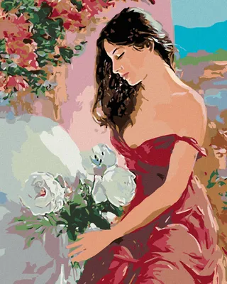 Produktbild von Zuty - Malen nach Zahlen - FRAU UND ROSE, 40x50 cm, mit Keilrahmen (bereits gespannt)
