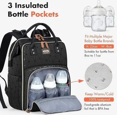 Produktbild von Famanu Wickeltasche Rucksack Große Kapazität - Elegant und praktisch