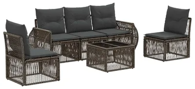Immagine prodotto di Set Divano da Giardino 6 pcs Grigio e Grigio Scuro polyrattan